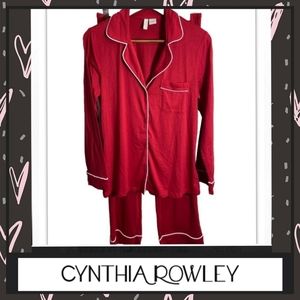 😴💤CYNTHIA ROWLEY red pajama set sz small